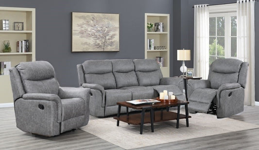 Portland 3+1+1 Reclining Sofa Suite- Silver Grey Fabric