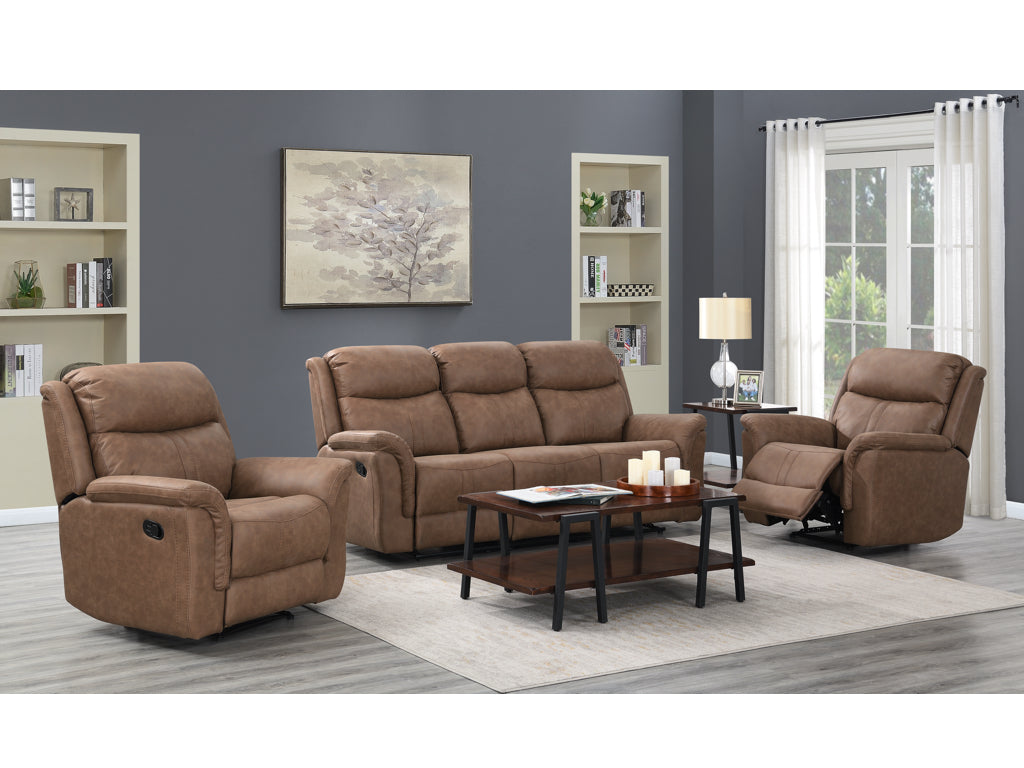 Portland 3 Seater Reclining Sofa - Dark Taupe Fabric