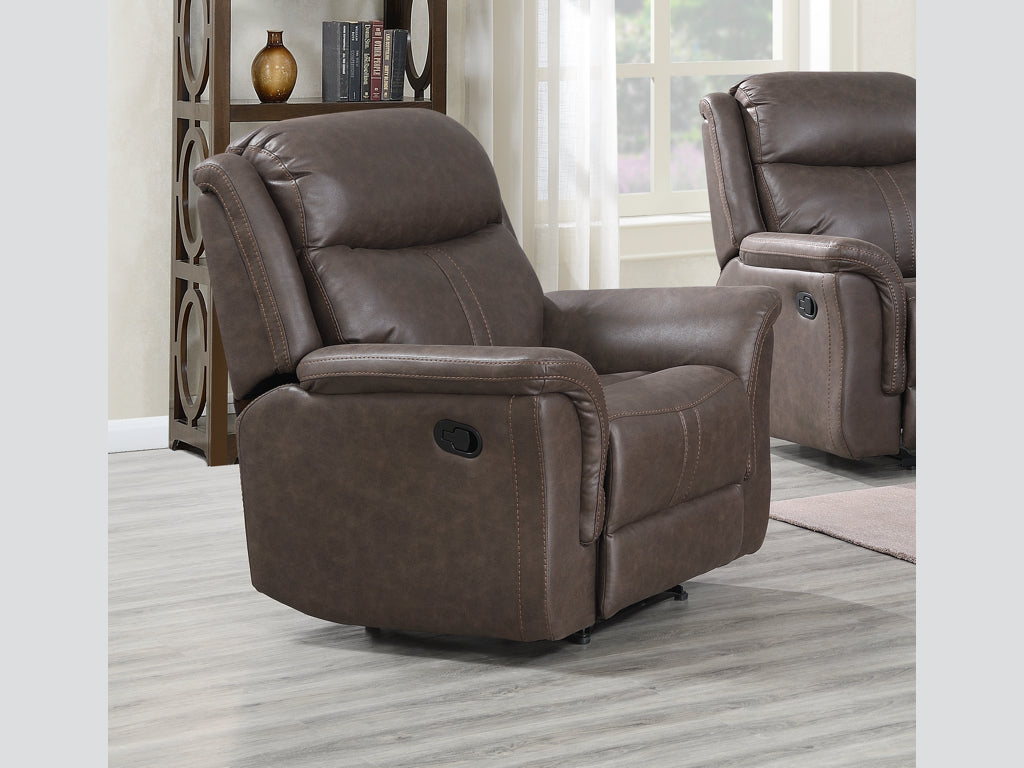 Portland 3+1+1 Reclining Sofa Suite- Rustic Brown Fabric