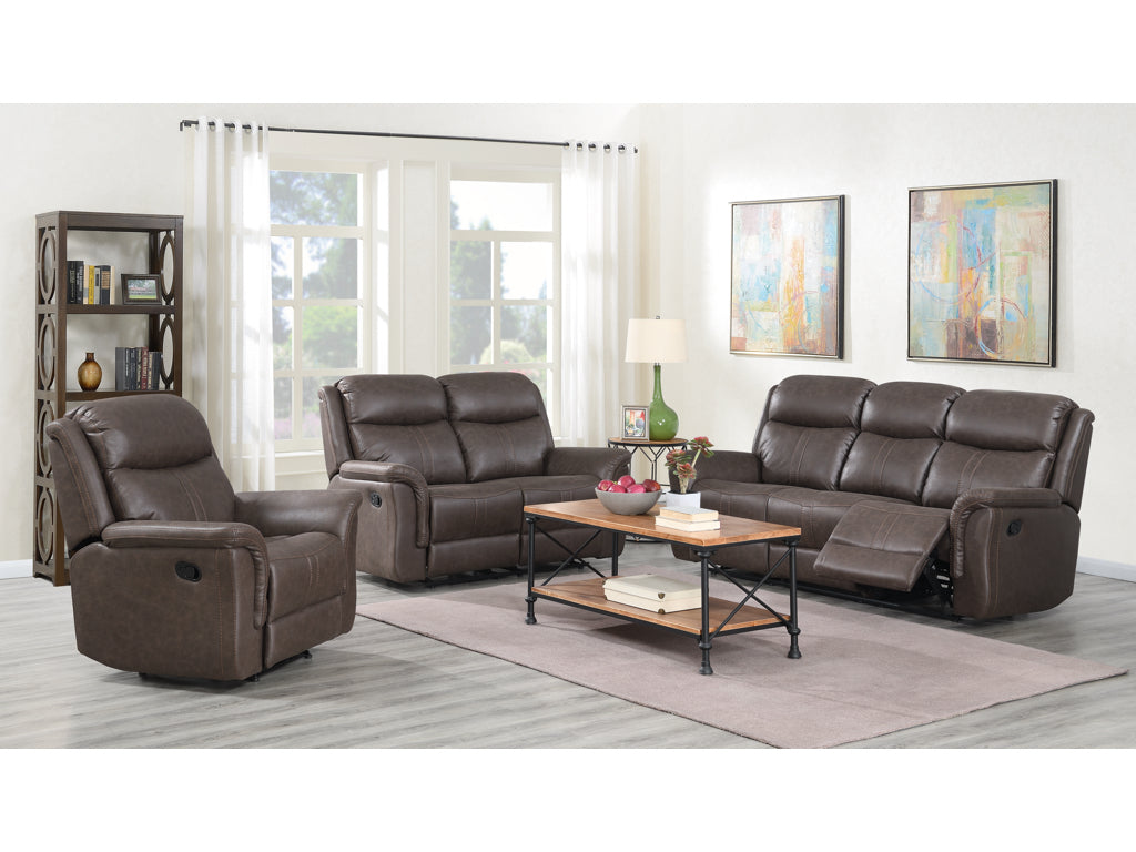 Portland 3 Seater Reclining Sofa - Rustic Brown Fabric