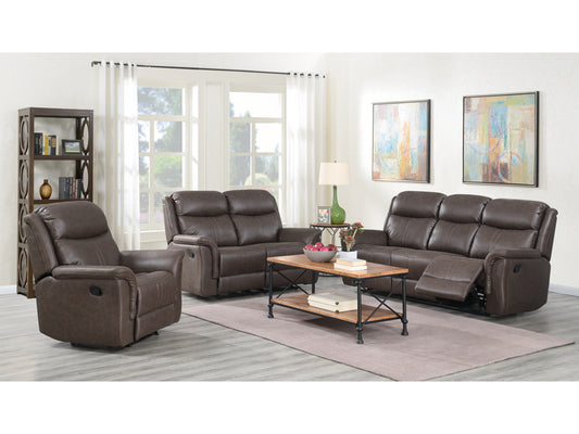 Portland 3+1+1  Fabric Reclining Sofa Suite - Rustic Brown