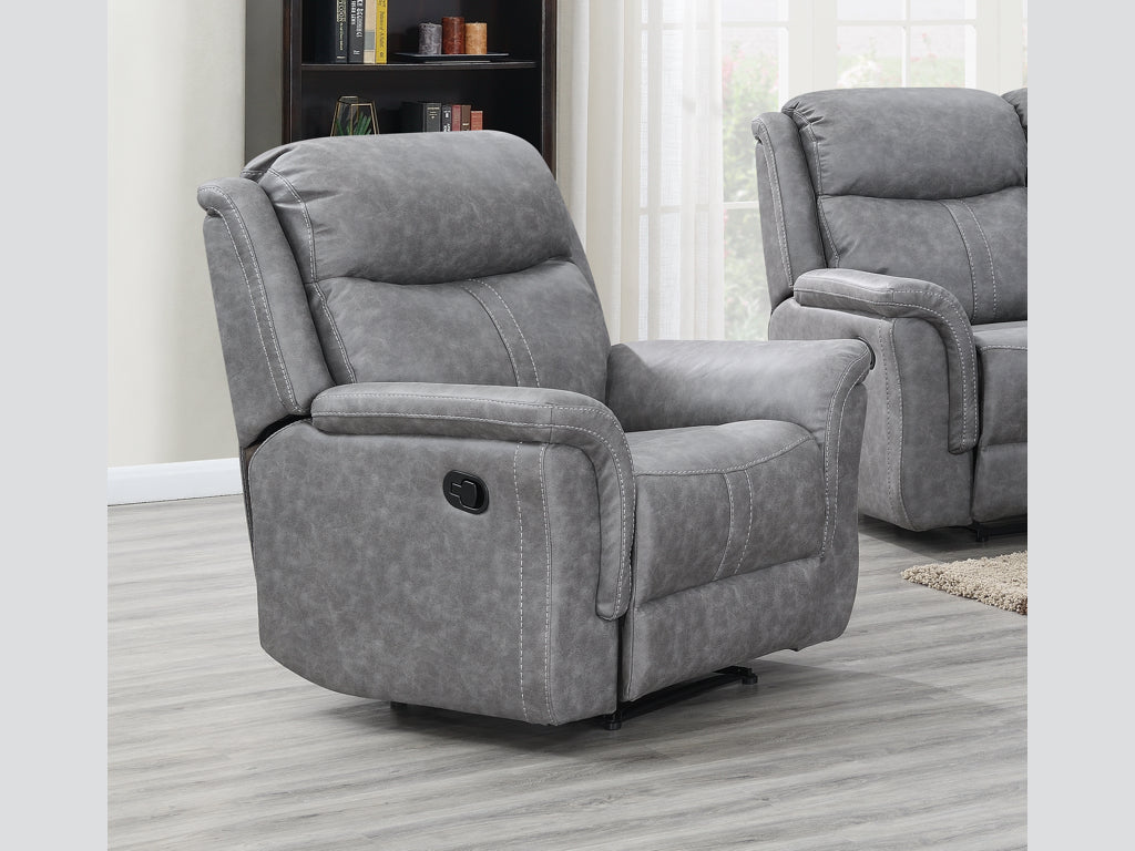 Portland 3+1+1 Reclining Sofa Suite- Silver Grey Fabric