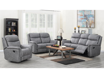 Portland 3 Seater Reclining Sofa- Silver Grey Fabric