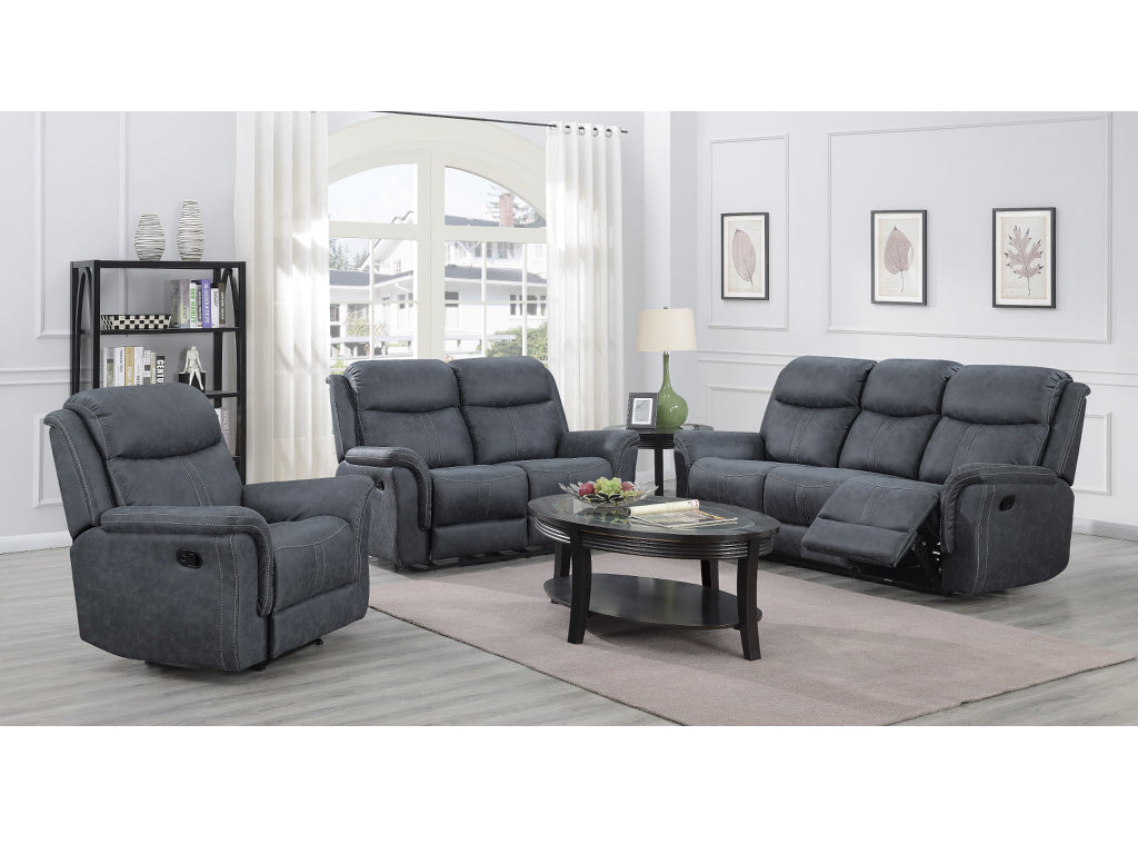 Portland 3 Seater Reclining Sofa - Slate Grey Fabric