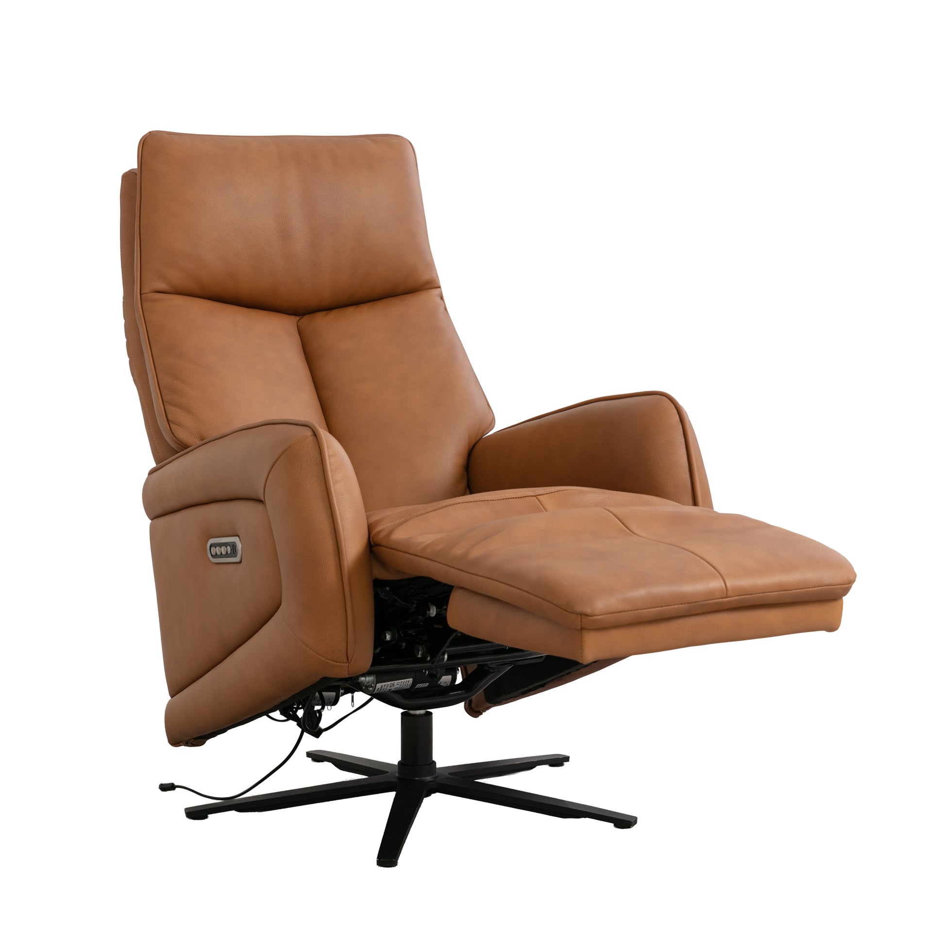 Prestige brown leather recliner chair on a white background