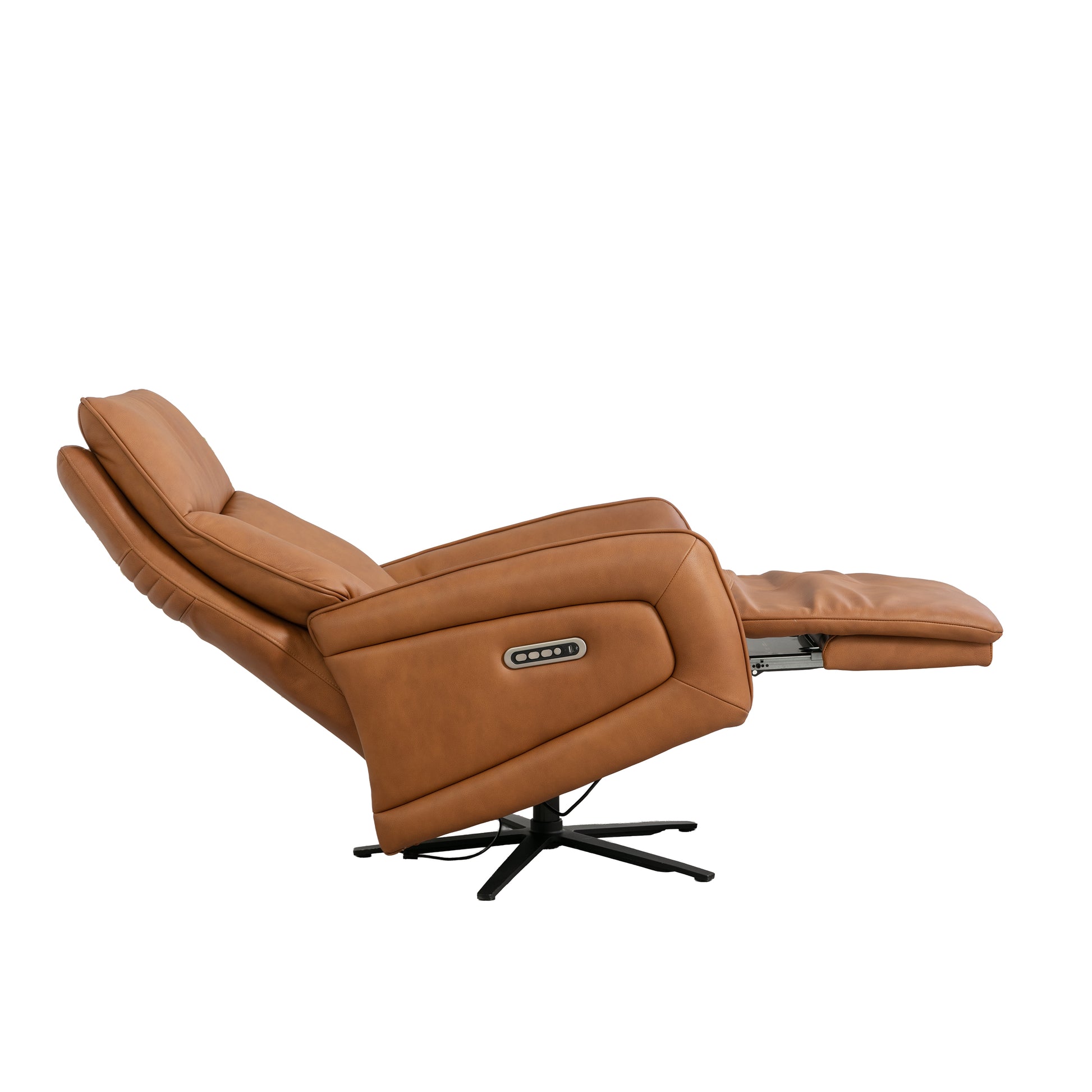 Prestige brown leather recliner chair on a white background