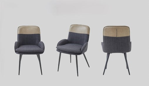 Redmond Dining Chair- Dark Grey & Beige