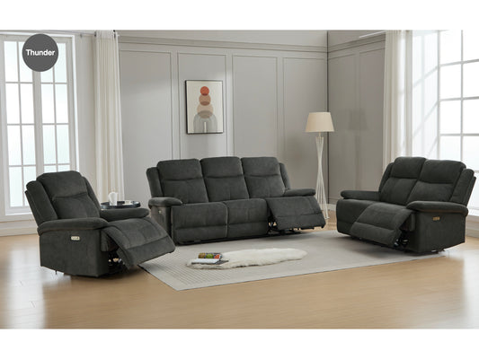 Rockport 3+2 Electric Recliner Suite - Thunder