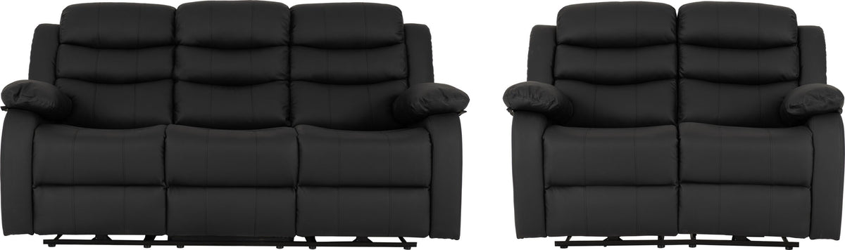Roma 3+2 Electric Recliner Suite - Black Faux Leather