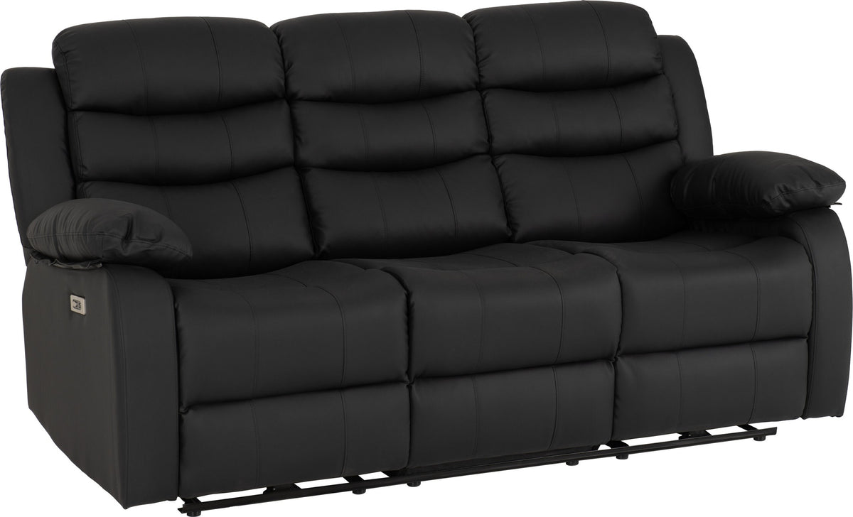 Roma 3+2 Electric Recliner Suite - Black Faux Leather