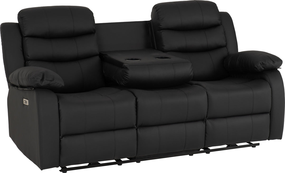 Roma 3+2 Electric Recliner Suite - Black Faux Leather