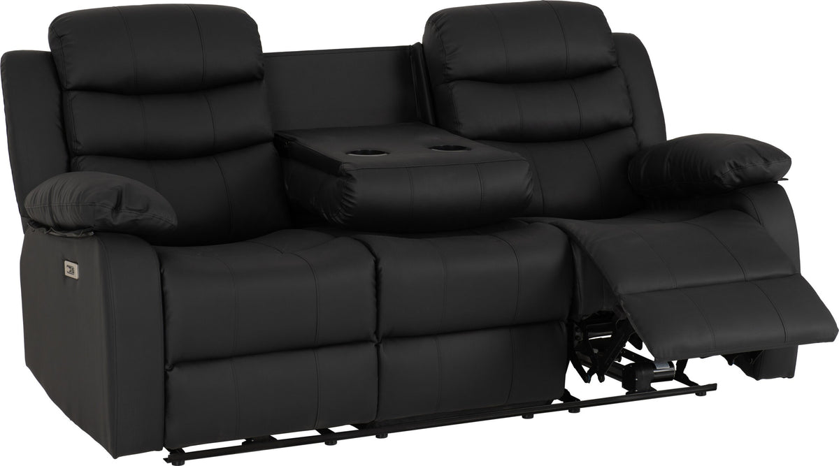 Roma 3+2 Electric Recliner Suite - Black Faux Leather
