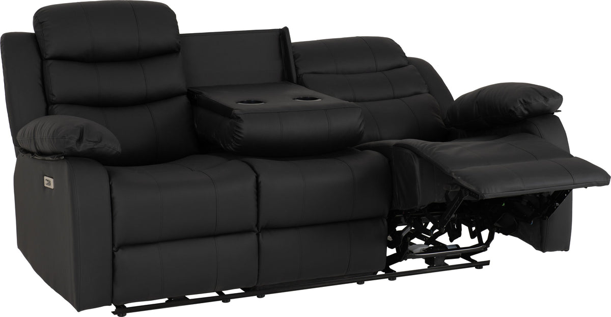 Roma 3+2 Electric Recliner Suite - Black Faux Leather