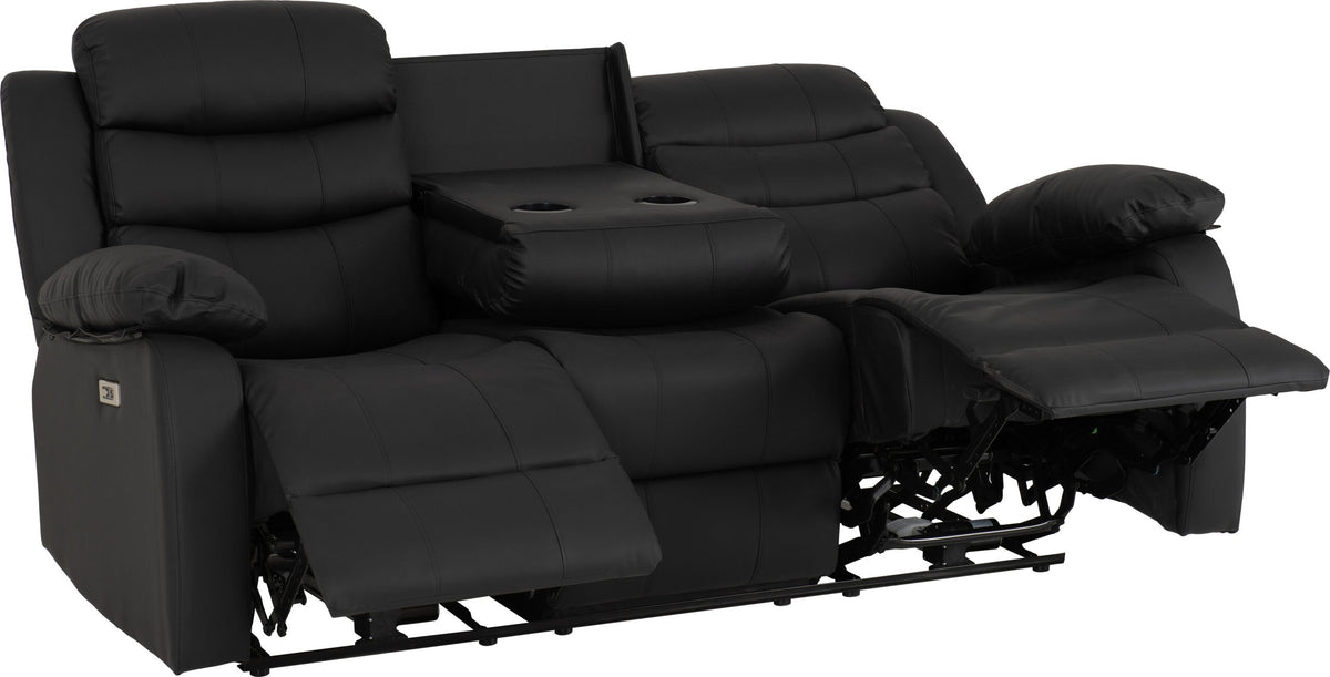 Roma 3+2 Electric Recliner Suite - Black Faux Leather