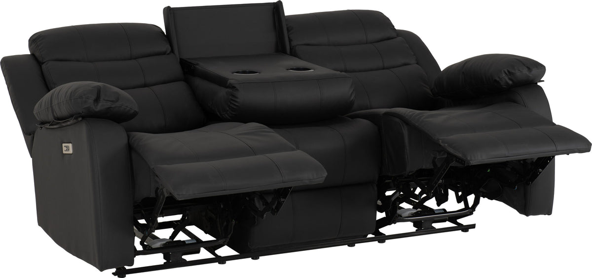 Roma 3+2 Electric Recliner Suite - Black Faux Leather