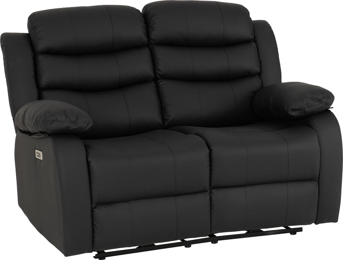 Roma 3+2 Electric Recliner Suite - Black Faux Leather