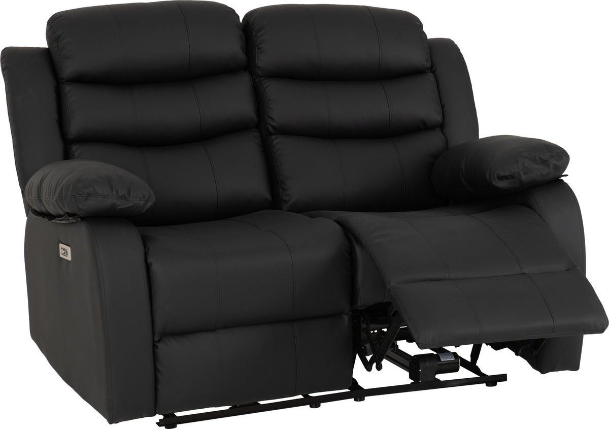Roma 3+2 Electric Recliner Suite - Black Faux Leather