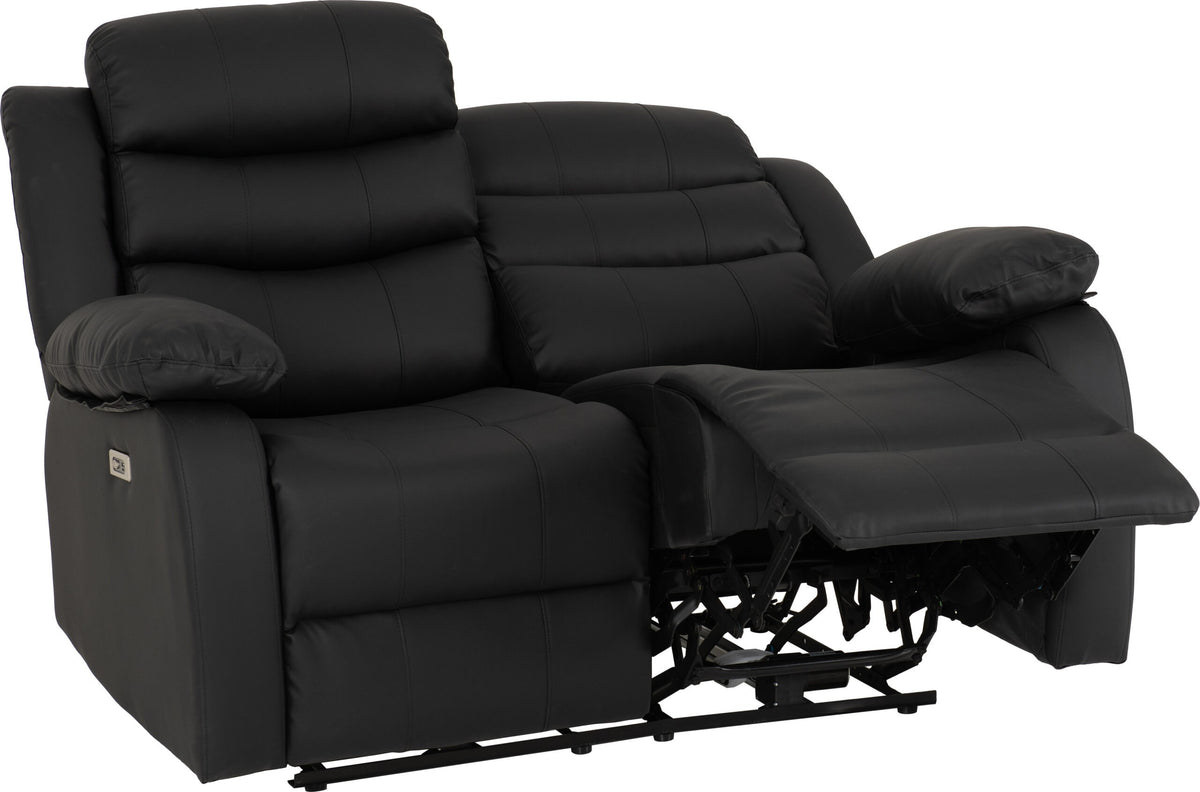 Roma 3+2 Electric Recliner Suite - Black Faux Leather
