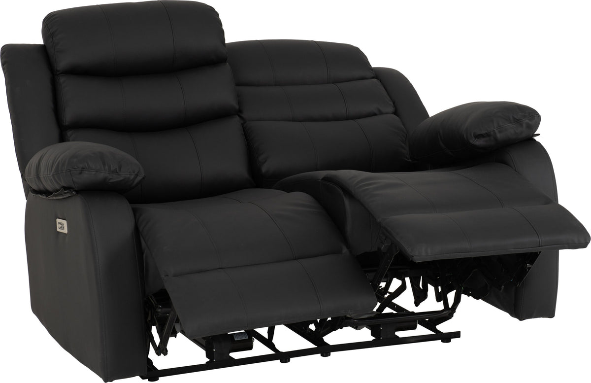 Roma 3+2 Electric Recliner Suite - Black Faux Leather