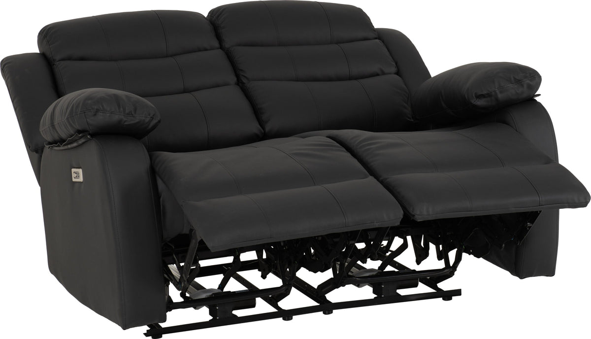 Roma 3+2 Electric Recliner Suite - Black Faux Leather