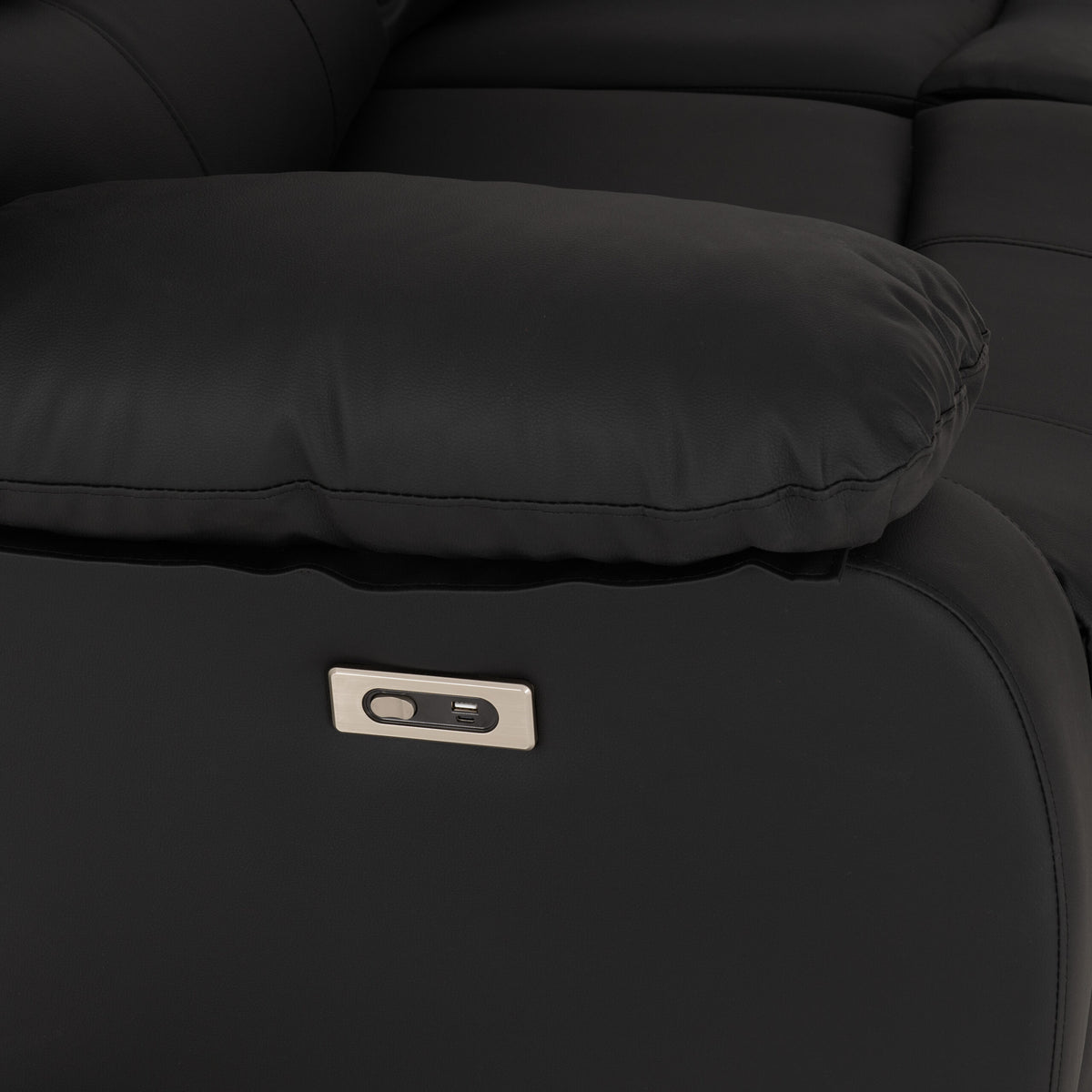 Roma 3+2 Electric Recliner Suite - Black Faux Leather