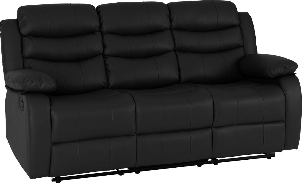 Roma 3+2 Recliner Suite - Black Faux Leather