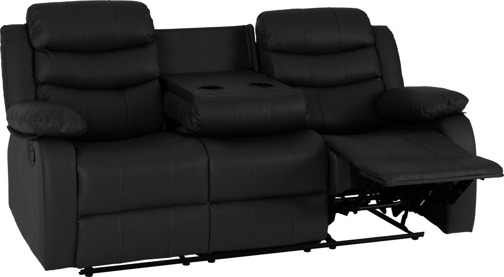 Roma 3+2 Recliner Suite - Black Faux Leather