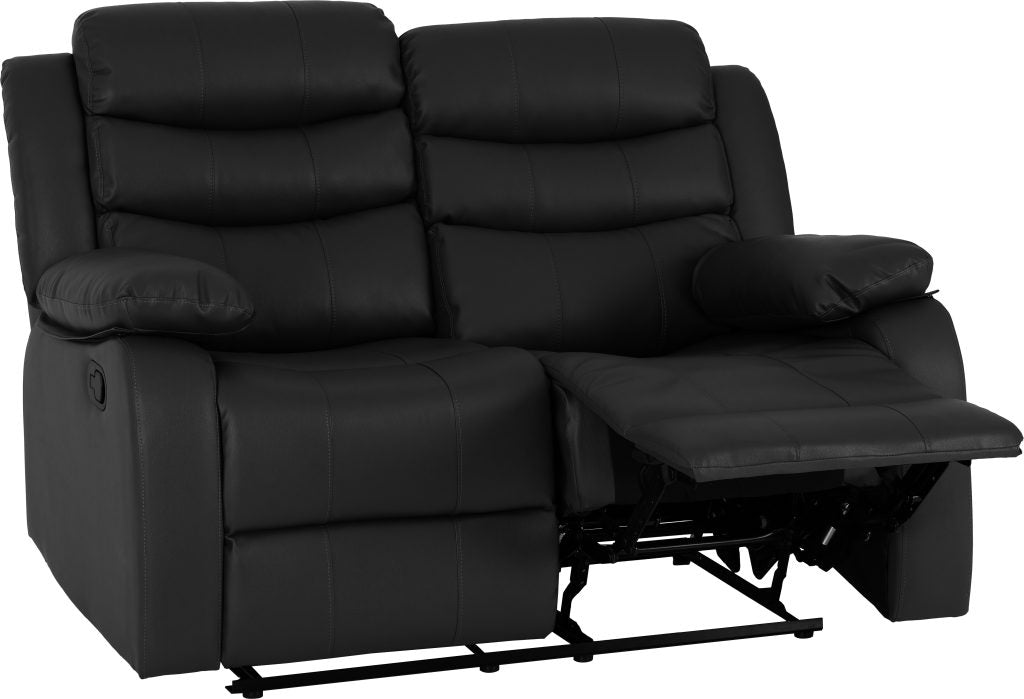 Roma 3+2 Recliner Suite - Black Faux Leather