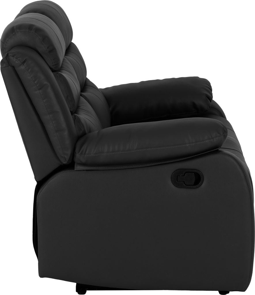 Roma 3+2 Recliner Suite - Black Faux Leather