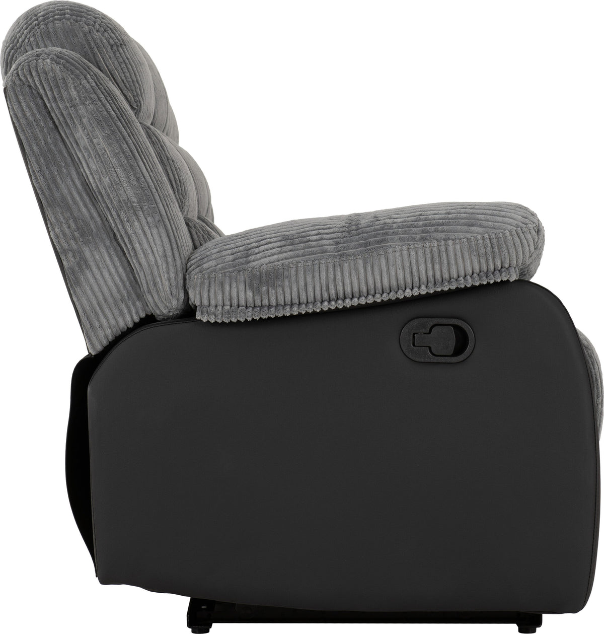 Roma 3+2 Recliner Suite - Grey Cord Fabric/Black Faux Leather