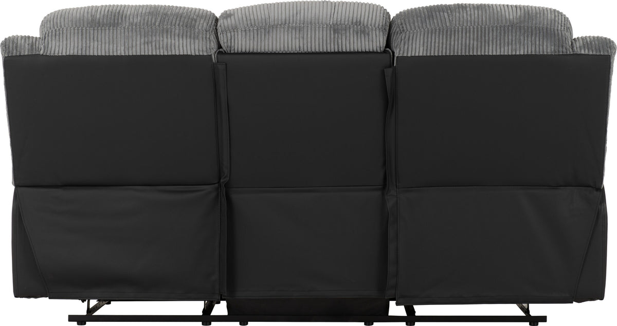 Roma 3+2 Recliner Suite - Grey Cord Fabric/Black Faux Leather