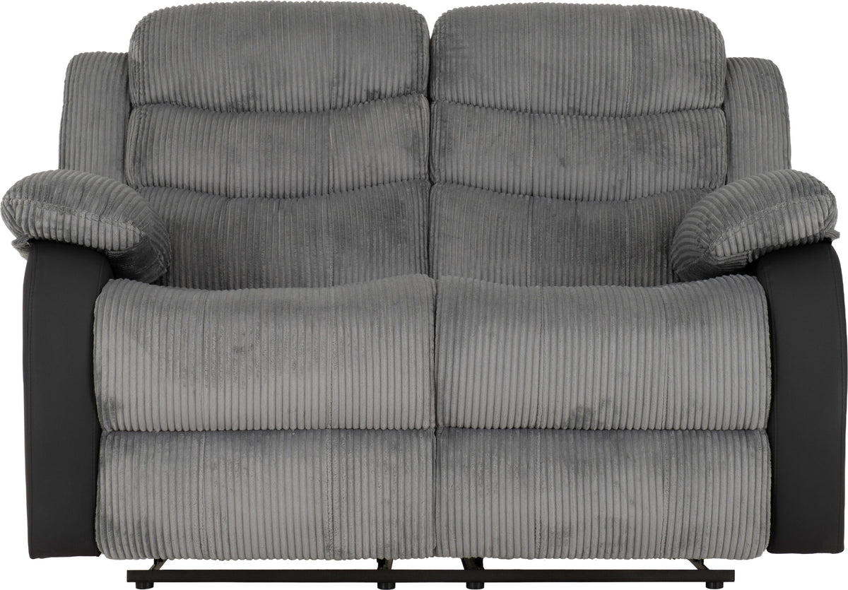 Roma 3+2 Recliner Suite - Grey Cord Fabric/Black Faux Leather
