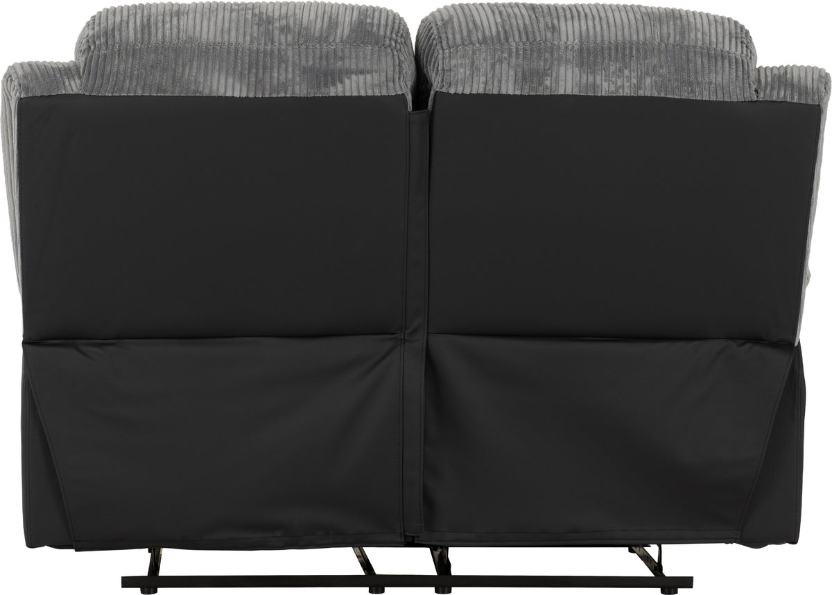 Roma 3+2 Recliner Suite - Grey Cord Fabric/Black Faux Leather