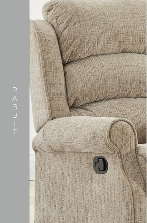 Regency Manual Recliner 2 Seater Sofa - Rabbit