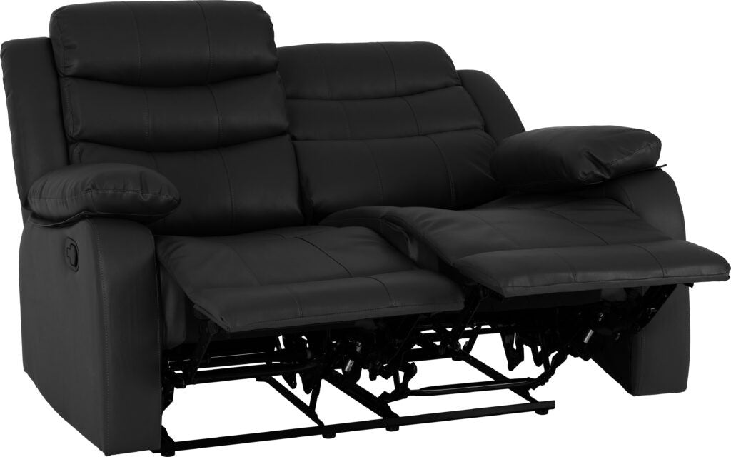 Black reclining sofa on a white background