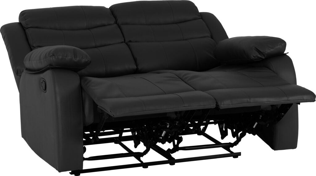 Black reclining sofa on a white background