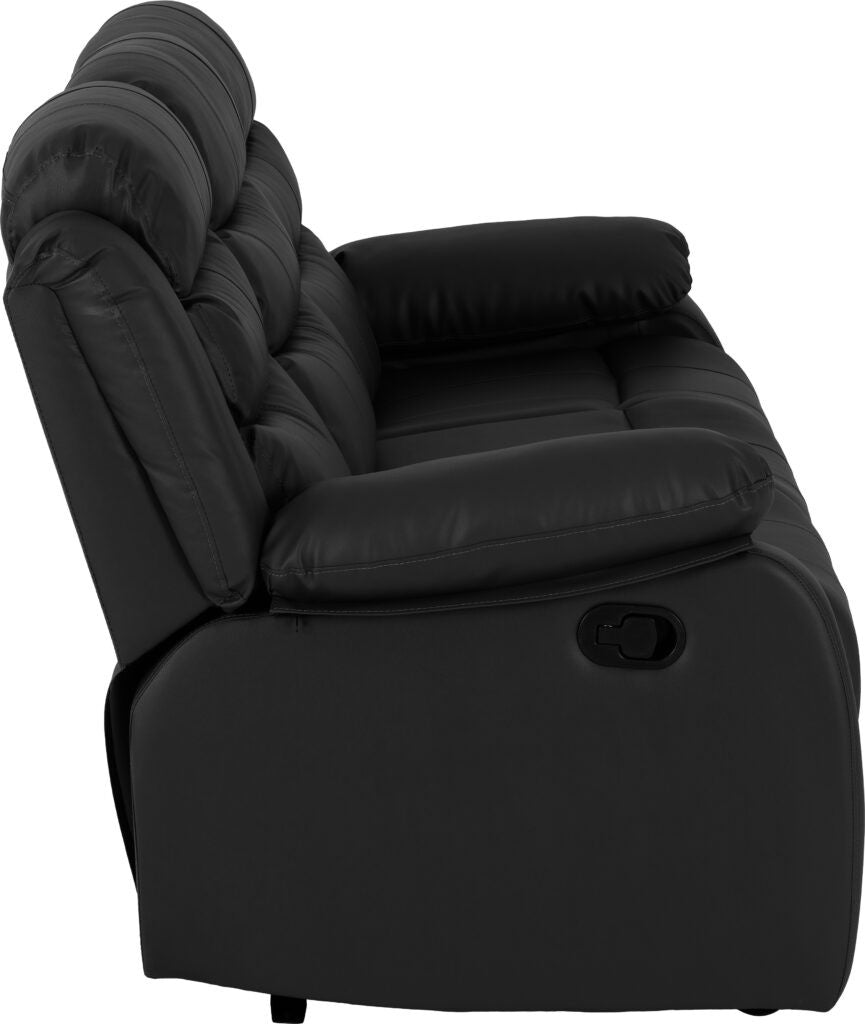 Gray recliner sofa with cup holders on a white background