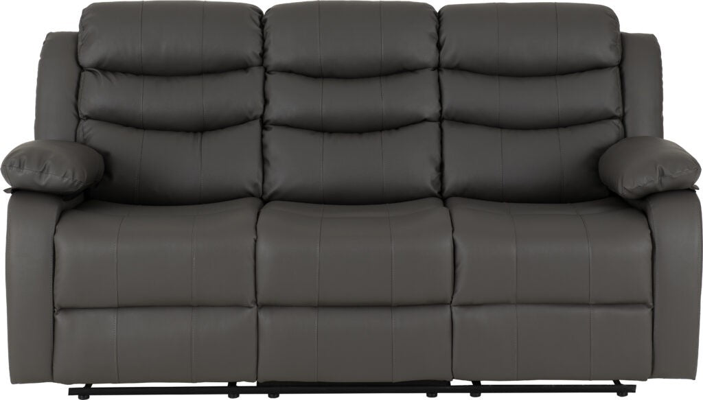Gray leather sofa on a white background