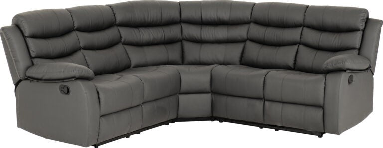 Roma Manual Recliner Corner Sofa - Grey Faux Leather