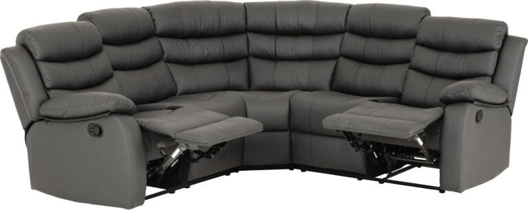 Roma Manual Recliner Corner Sofa - Grey Faux Leather