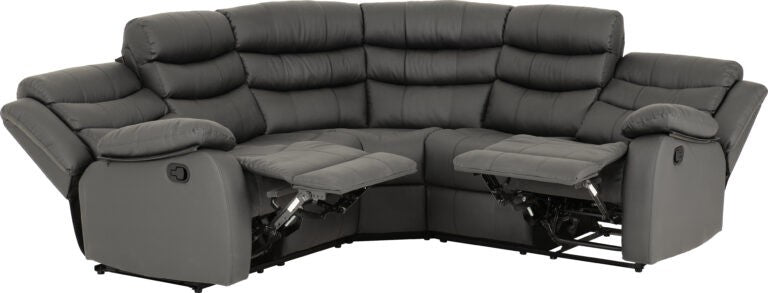 Roma Manual Recliner Corner Sofa - Grey Faux Leather