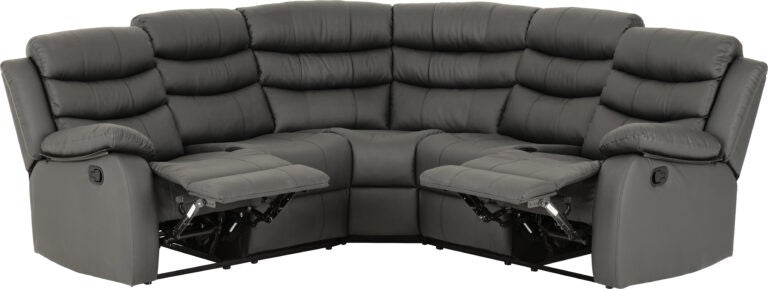 Roma Manual Recliner Corner Sofa - Grey Faux Leather