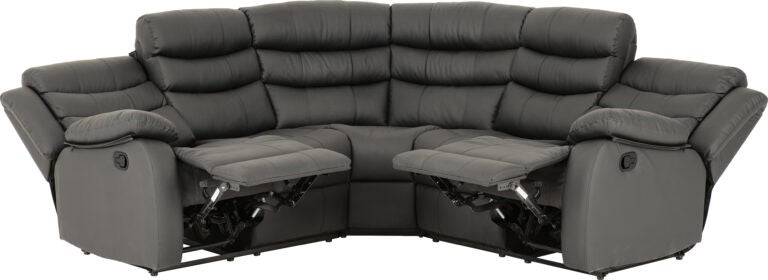 Roma Manual Recliner Corner Sofa - Grey Faux Leather