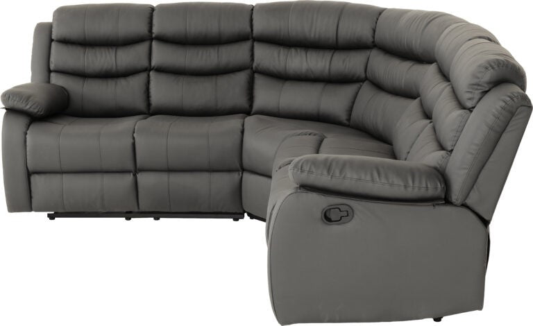 Roma Manual Recliner Corner Sofa - Grey Faux Leather