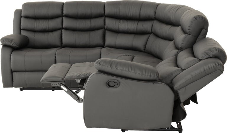 Roma Manual Recliner Corner Sofa - Grey Faux Leather