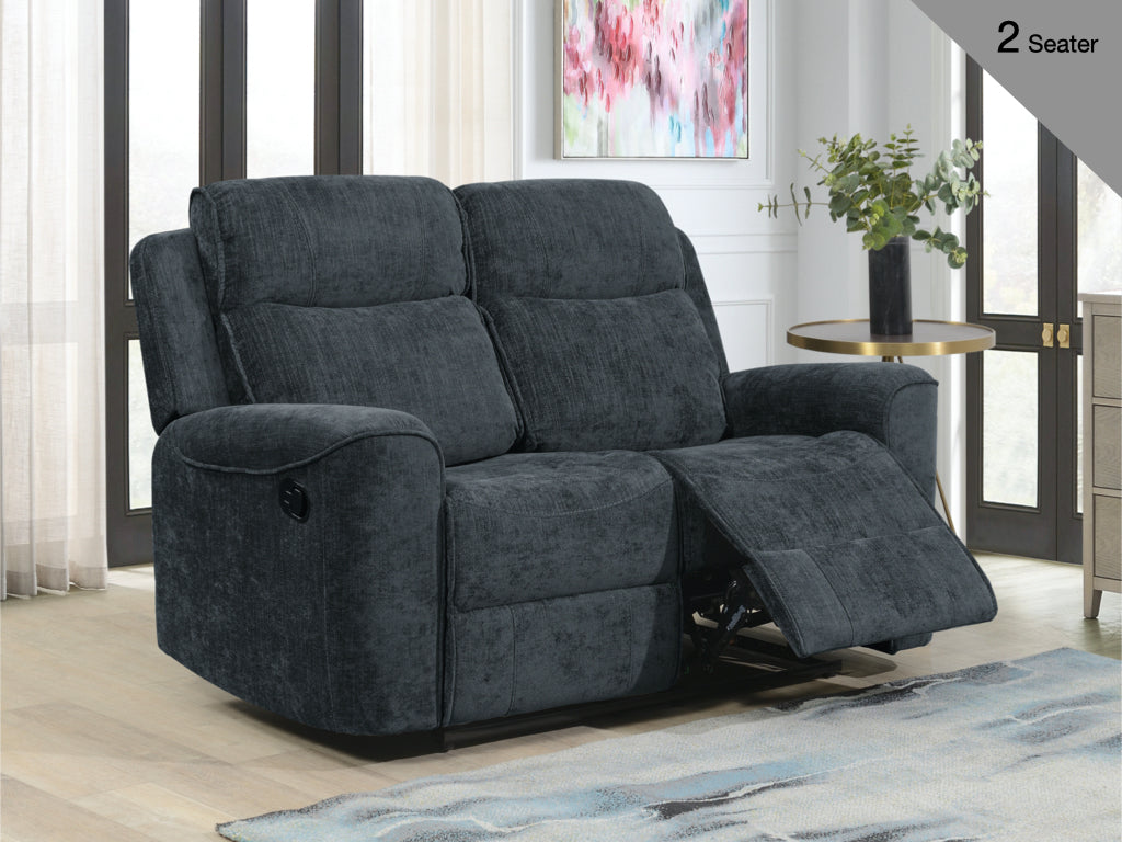 Sandhurst 2 Seater Recliner Sofa - Dark Grey