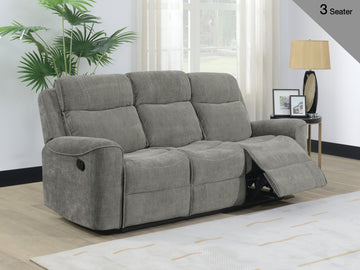 Sandhurst 3 Seater Recliner Sofa - Light Grey