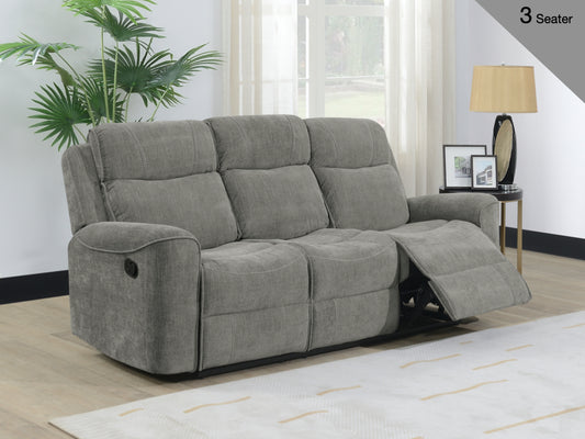 Sandhurst 3 Seater Recliner Sofa - Light Grey