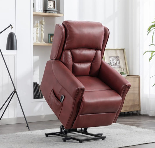 Sandringham Dual Motor Lift & Tilt Electric Recliner - Burgundy Leather