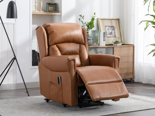 Sandringham Dual Motor Lift & Tilt Electric Recliner Leather - Camel